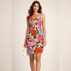 Banana Republic Floral Sheath Dress Size 4 Sleeveless Fitted Work Party Spring